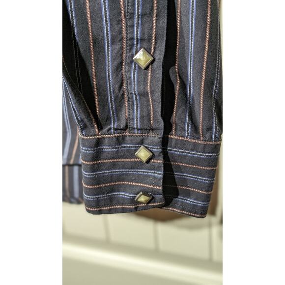 Vintage Larry Mahon Cowboy Collection Black Stripe Western Shirt Mens Sz XL - Picture 7 of 8